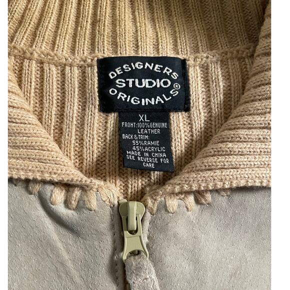 Vtg. Designer's Studio Originals Leather and Embroidered Vest SZ XL Y2K/ 90s - Picture 3 of 8